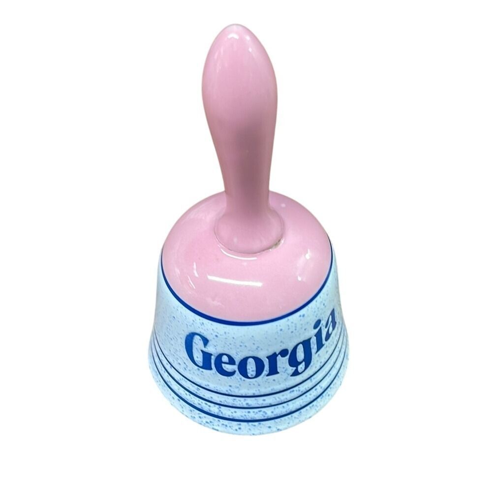 Vintage‎ Georgia Souvenir Collectible Ceramic Bell Pink Blue Speckled Home Decor